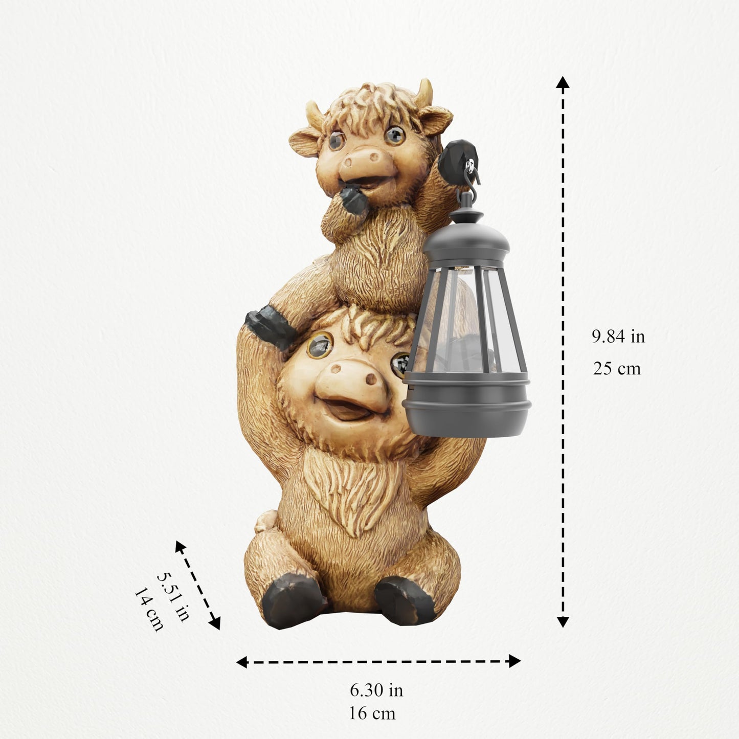 Highland Cow Garden Ornament with Solar Lights Funny Outdoor Decoration Gift