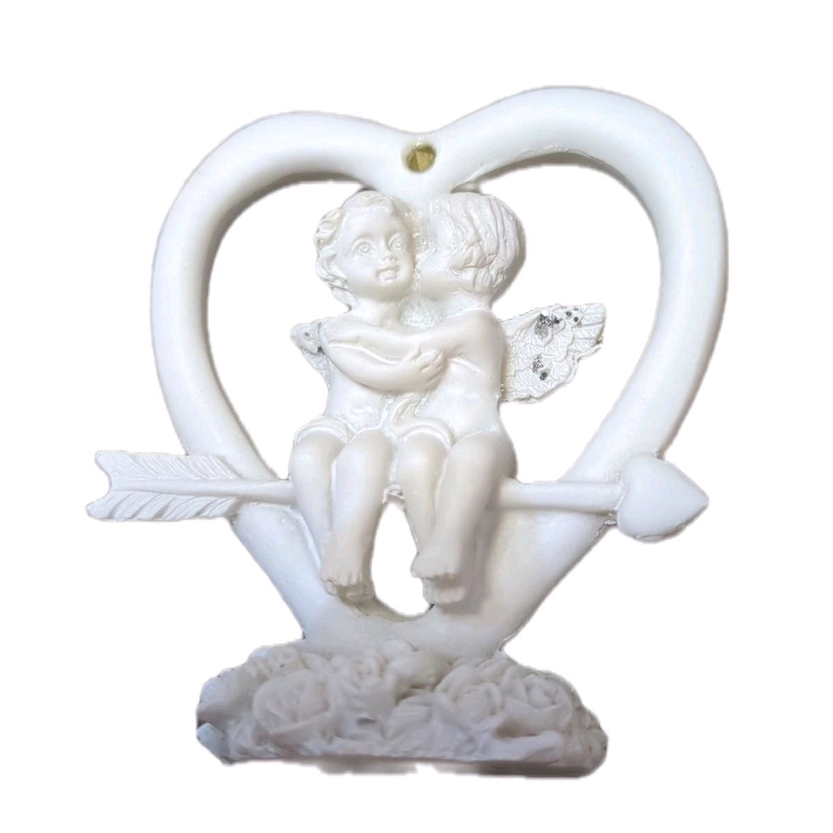 Lovers Glitter Cherubs Sitting in Arrow Heart