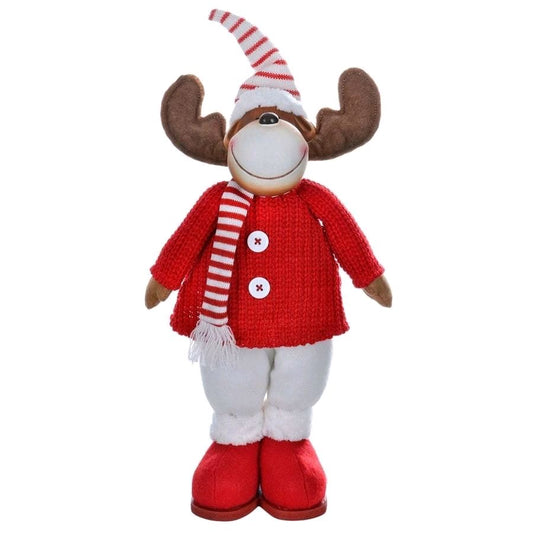 42cm Red Standing Reindeer Christmas Decoration - Festive Home Decor