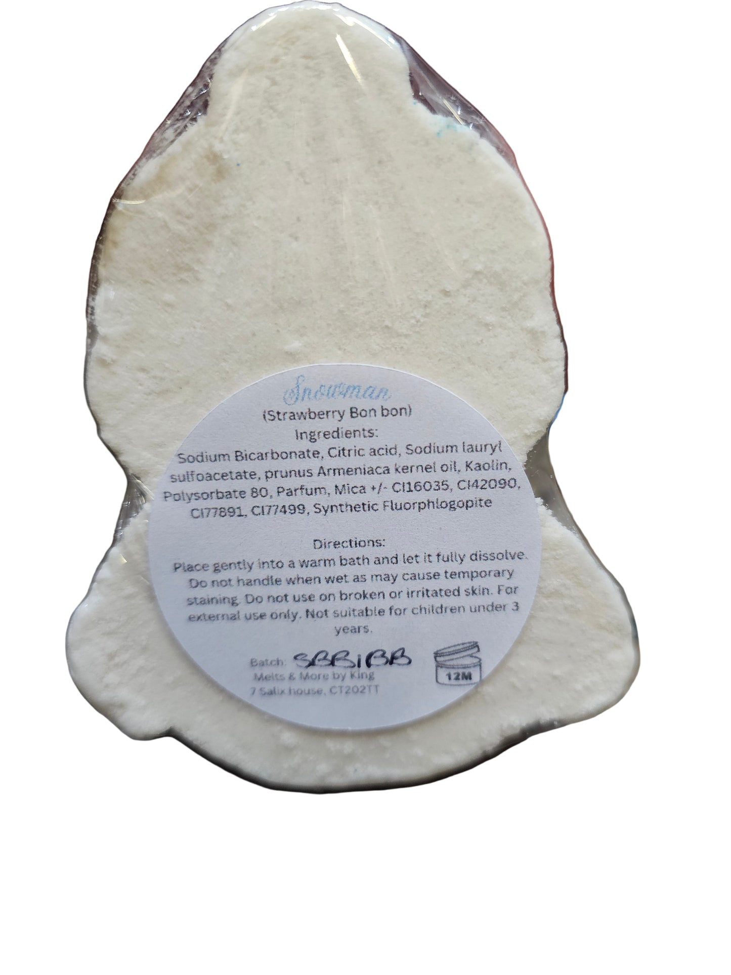 Strawberry Bon Bon scented Snowman Bath Bomb