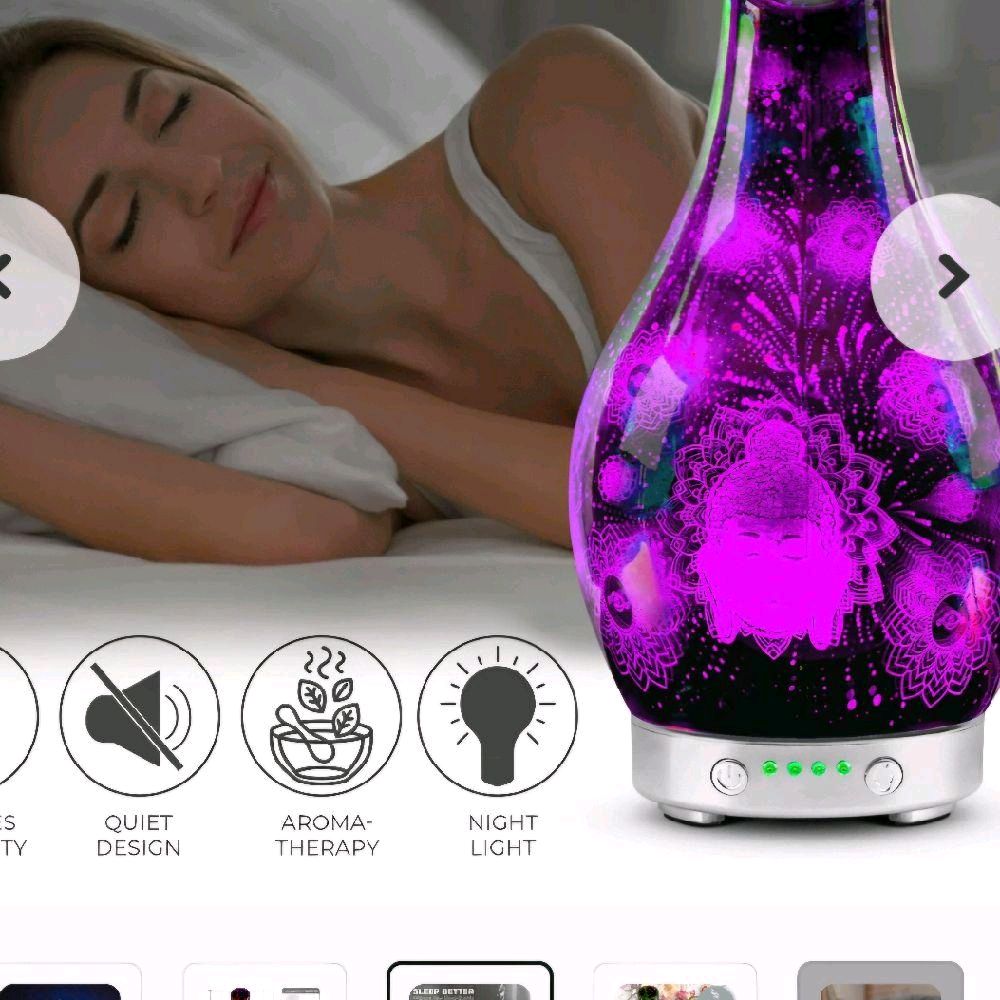 Desire Buddha Design Aroma Humidifier for Home & Office with Firework Effect & Night Light Feature UK Mains Plug 100ml Water Capacity